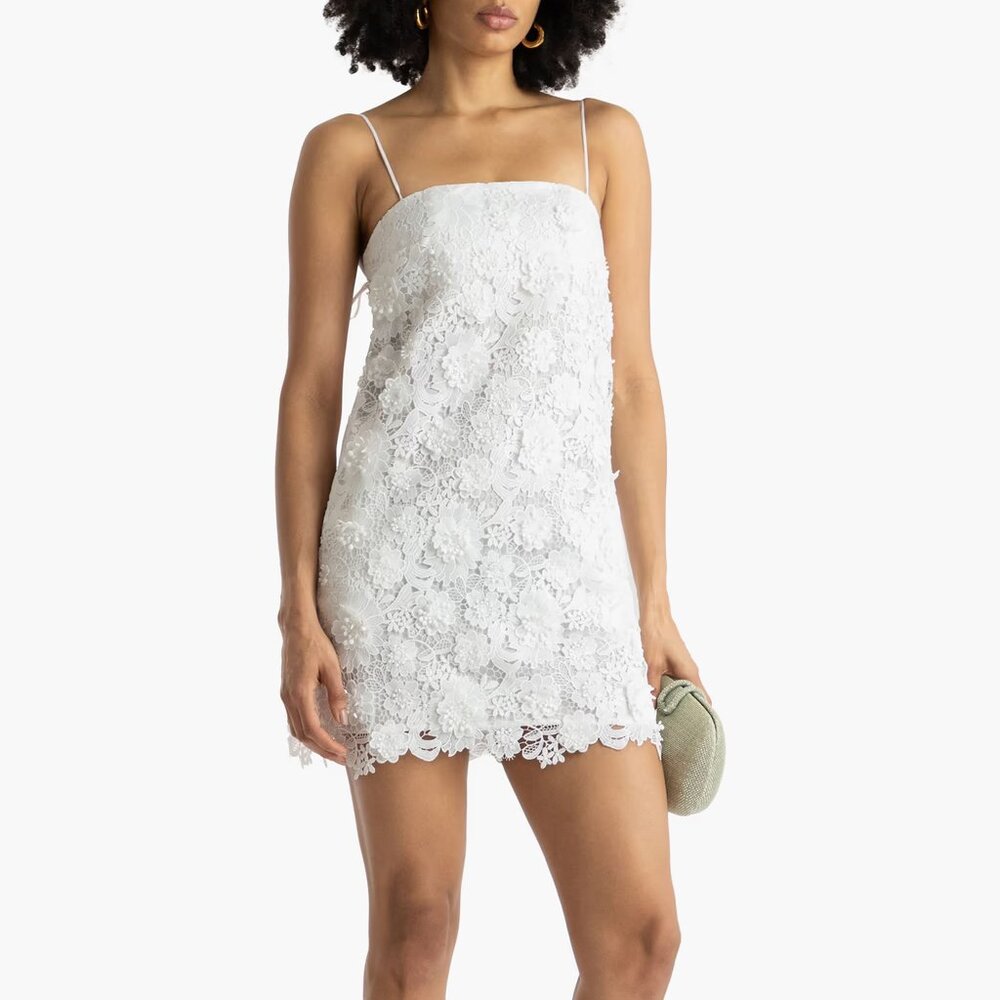 Zimmermann Raie Lace Flower White Mini Dress
